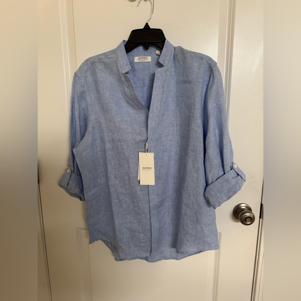 Murano Baird McNutt 100%linen Men's Blue Shirt - Picture 3 of 7